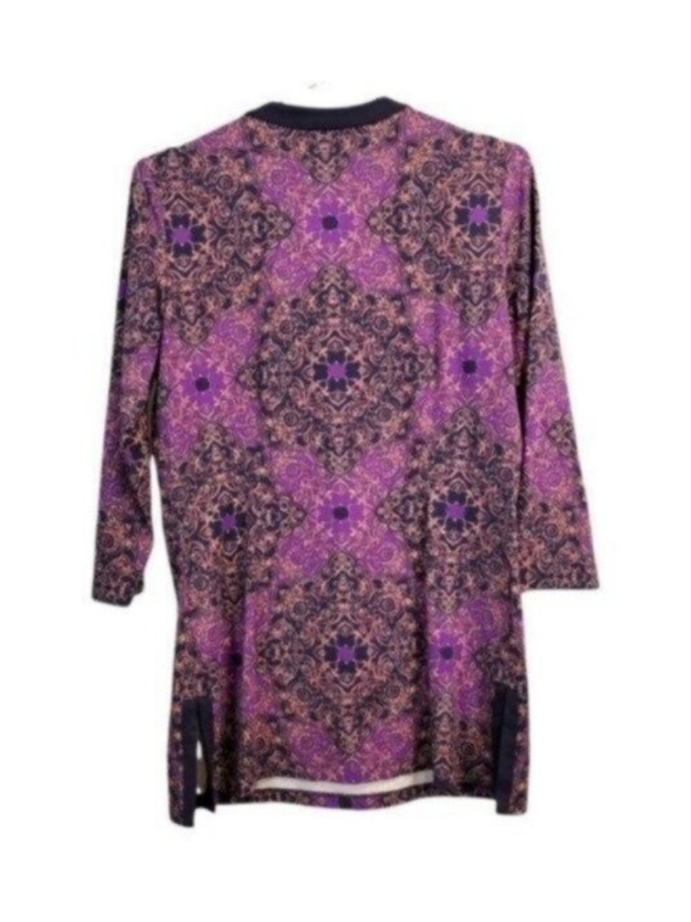 J. Mclaughlin | Catalina Cloth Boca Printed Tunic 3/4 Sleeve Purple - Picture 2 of 9